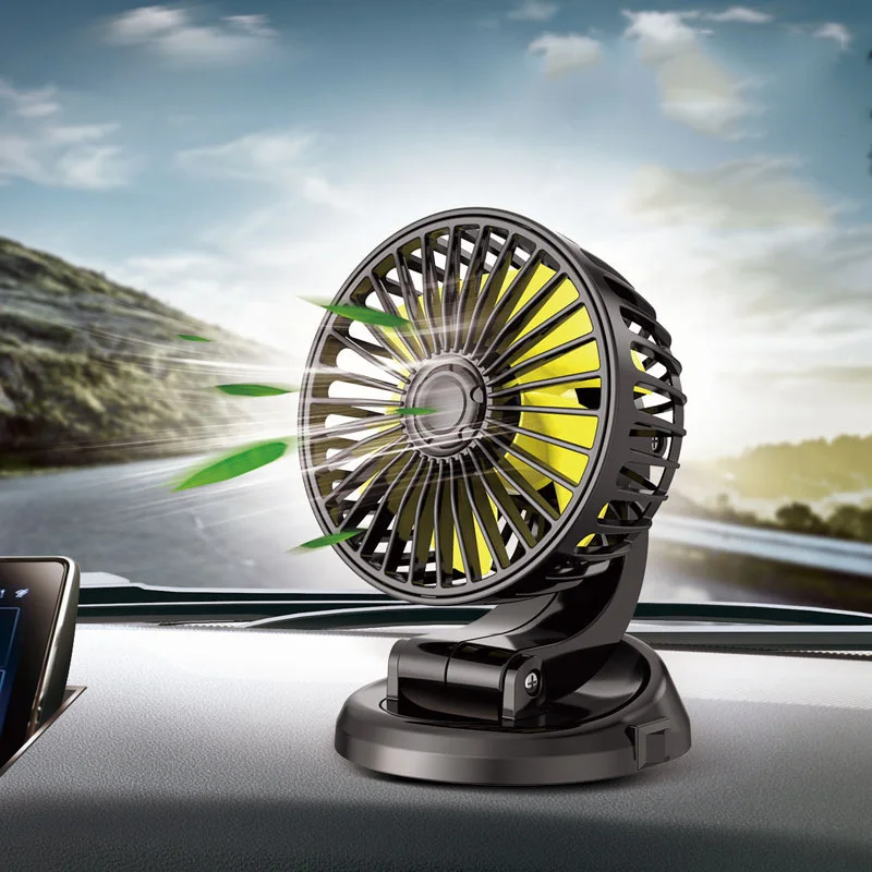 5V/12V Portable Car Cooling Fan USB Powered Car Fan Multi-Angle Rotatable With Cigarette Lighter Plug For Car SUV RV