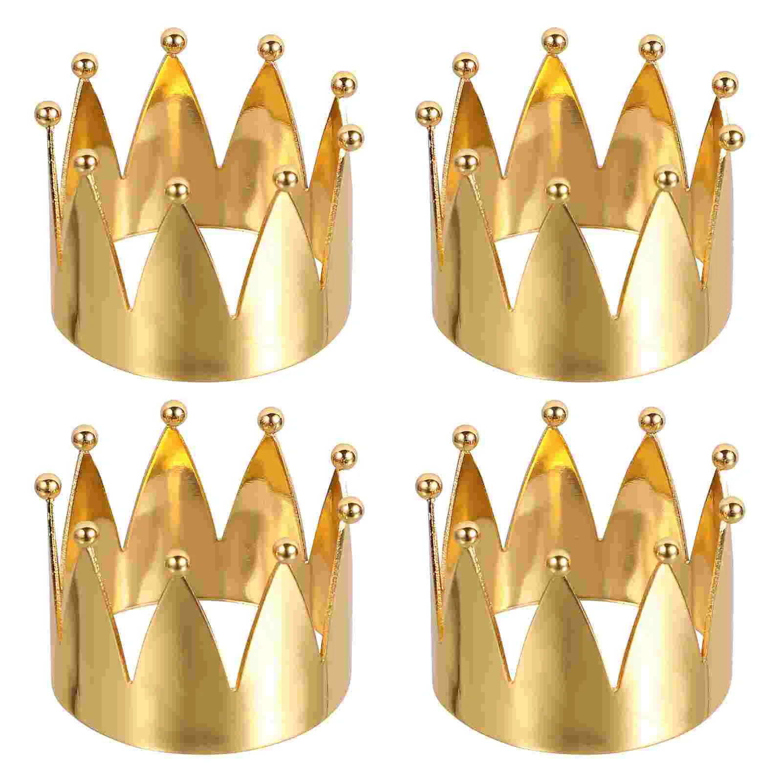 4 Pcs Gold Decor Crown Napkin Ring Buckle Rings Holders Shape Hotel Buckles Golden Banquet Dinner