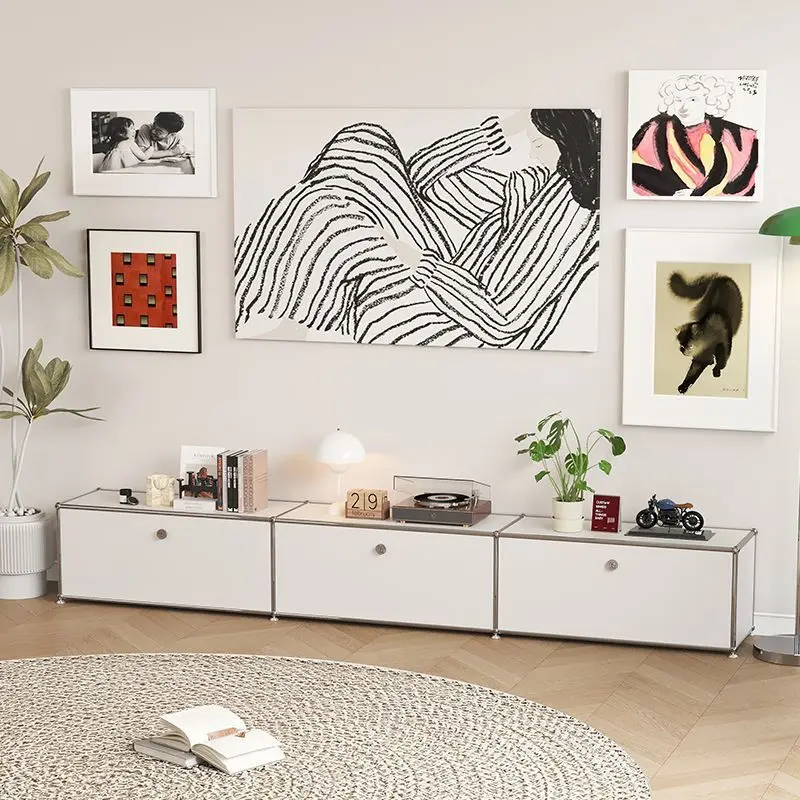 Modern Living Room Cabinet Modular Sideboard Storage Cabinets Combination TV Stand for Customizable Steel Frame Wood Furniture