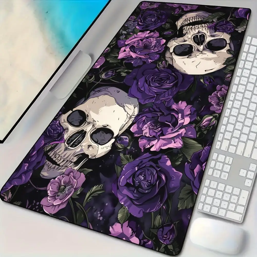 

Romantic floral skull Mouse Pad Desk mat with stitched edges Natural rubber base maus pad suitable for office and gaming rug