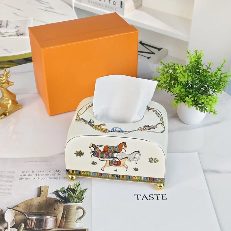 

Ele European Sle Cerc Tissue Box Simple Modern Home Use Rectangular ape Animal Decorative Insertion pe Storage O...