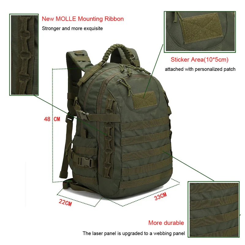 Imagem -05 - Mochila Tática Militar para Homens Mochila Molle do Exército Exterior Impermeável Trekking Pesca Caça Escalada Mochila 35l