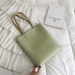 Solid Color PU Leather Tote Bag Large Capacity Crossbody Bag For Women Girls Simple Shoulder Messenger Bag Versatile Handbag