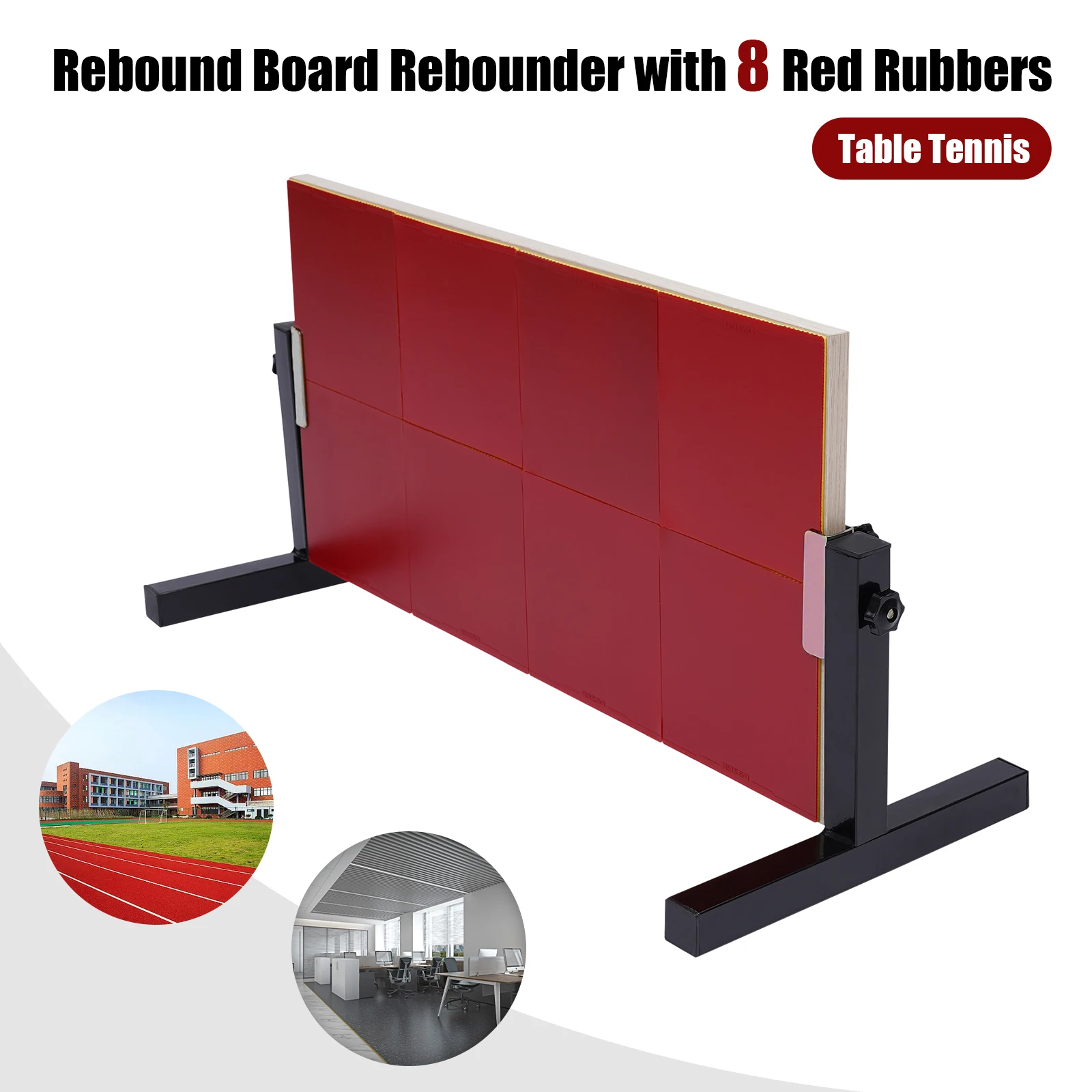 Table Tennis Rebound Board Rebounder with 8Red Rubbers Generation Pingpong Return Board Self Training Equipment Galvanized Frame