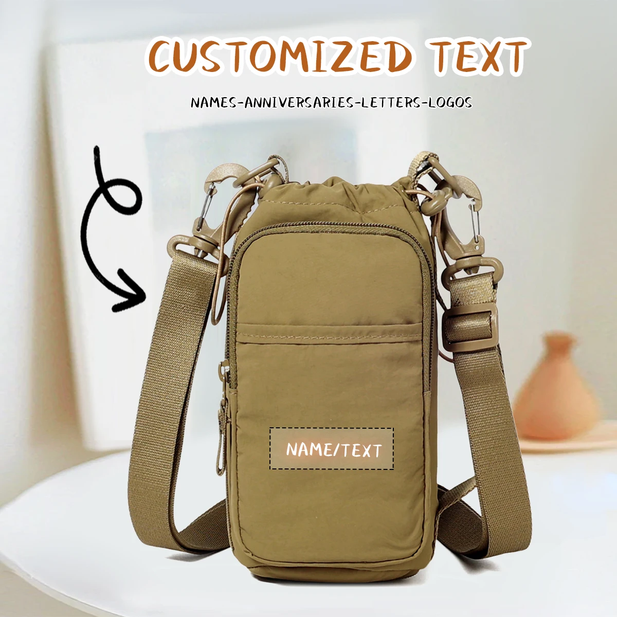 

Customized Logo Water Bottle Bag, Cross-Body Water Bottle Bag, Phone Bag, Umbrella Bag, Outdoor Water Bottle Hanging Bag, DIY