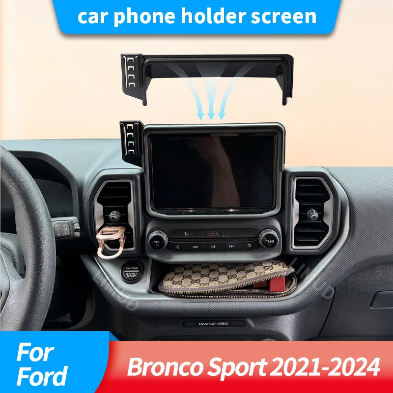 

Car phone holder screen For Ford Bronco Sport 2021-2024 Dashboard Mount for iPhone Anti-Slip Easy Install Compact Design Durable