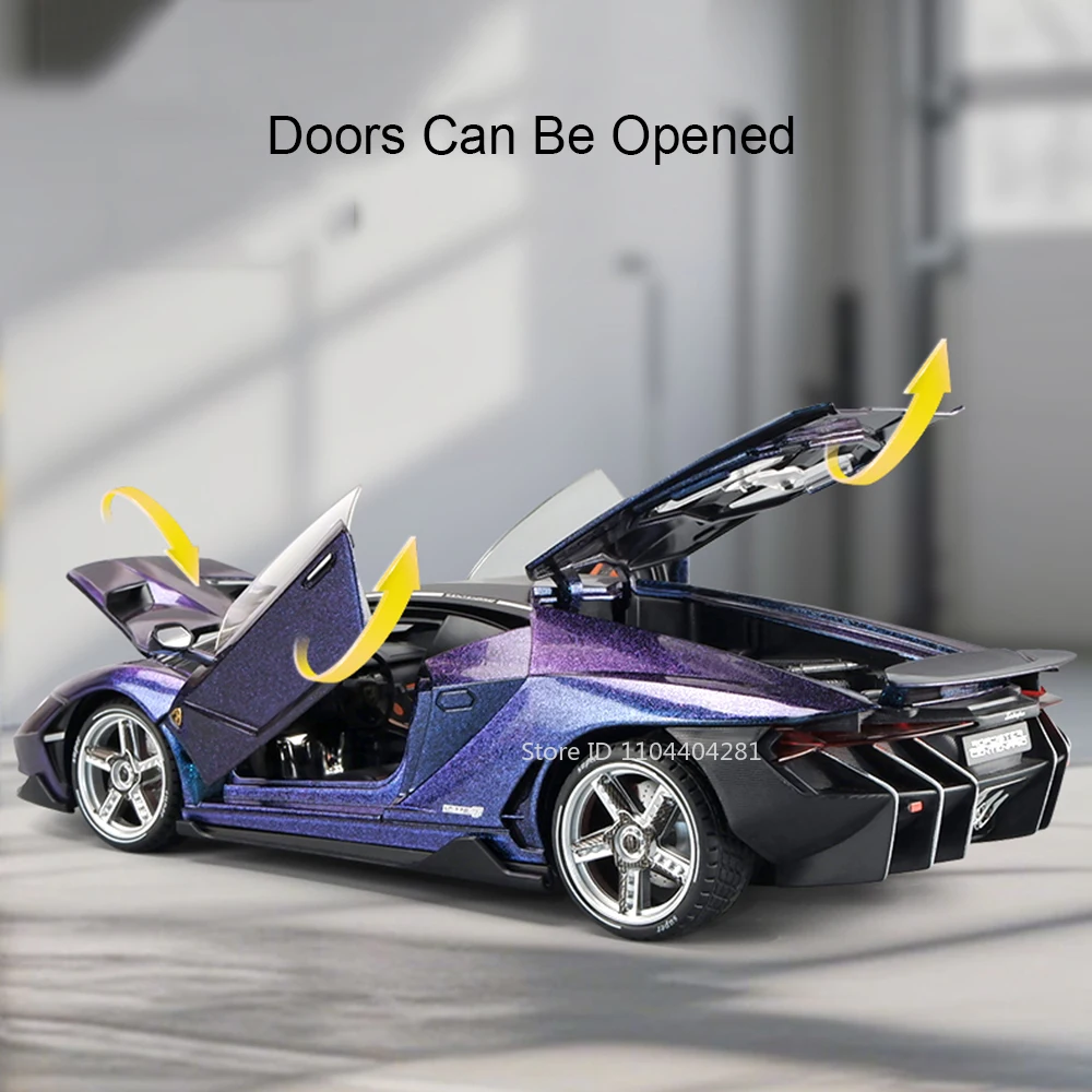 Lambor LP770 Pagani Huayra, coches de aleación fundidos a presión, modelos de juguetes, sonido, luz, puertas Bsck, coche deportivo abierto, los mejores regalos para niños, 1:18