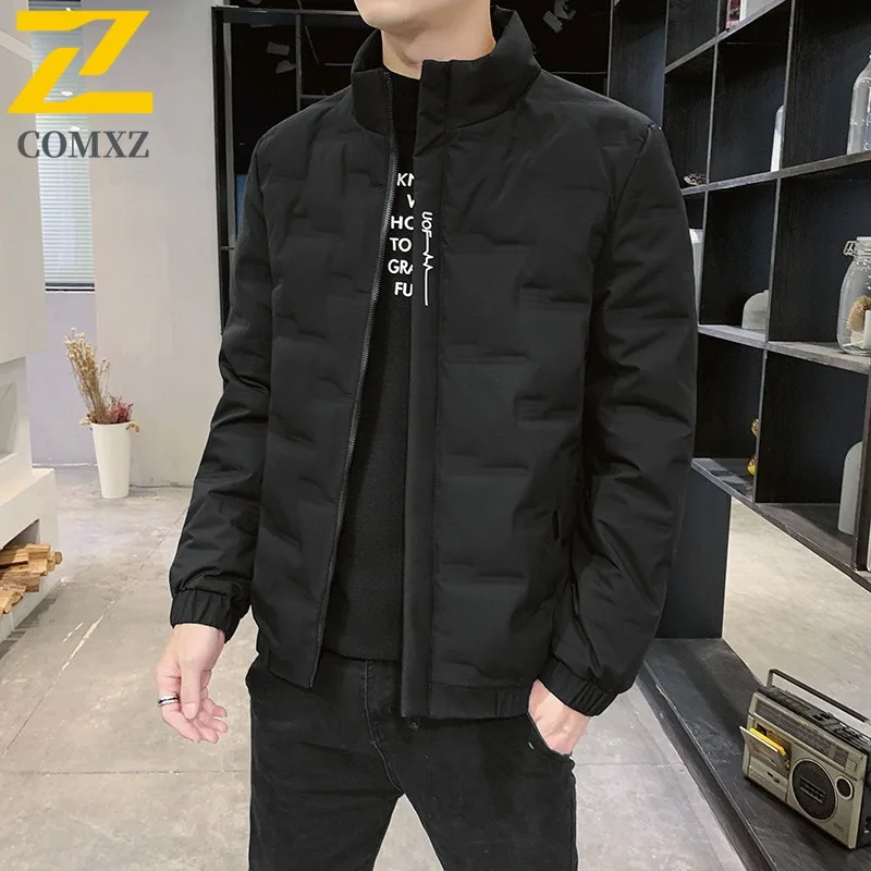 COMXZ Down Jacket Thickened Windproof Warm Stand Collar Outdoor Skiing Puffer Jacket Street Versatile Winter Jacket Men Clothing