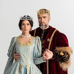 Retro Baroque Full Round Queen and King Crown Alloy Crown Men and Women Party Headwear Wedding Hair Accessories