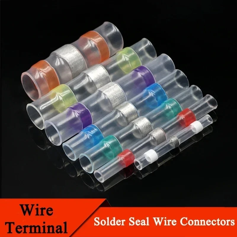 50-300Pcs Wasserdichte Schrumpfschlauch Mit Solder Isolierte Elektrische Draht Terminal Butt Splice Solder Elektrische Stecker Set