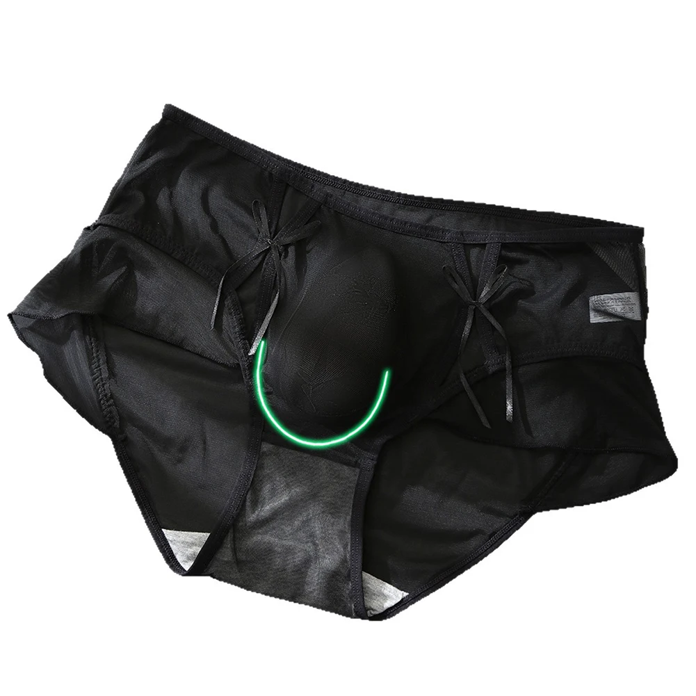 Men Lace Sissy Ultra-Thin Briefs Underwear High Waist 3D Pouch Hollow Lingerie  Breathable Quick Dry Men Underpant