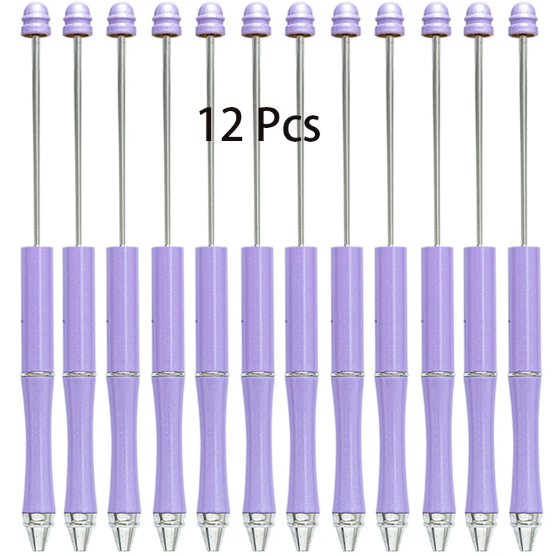 

12 Pieces Metal Diy Add a Bead Ball Pen Beaded Handmade Gift Creative Beaded Decorate Pens