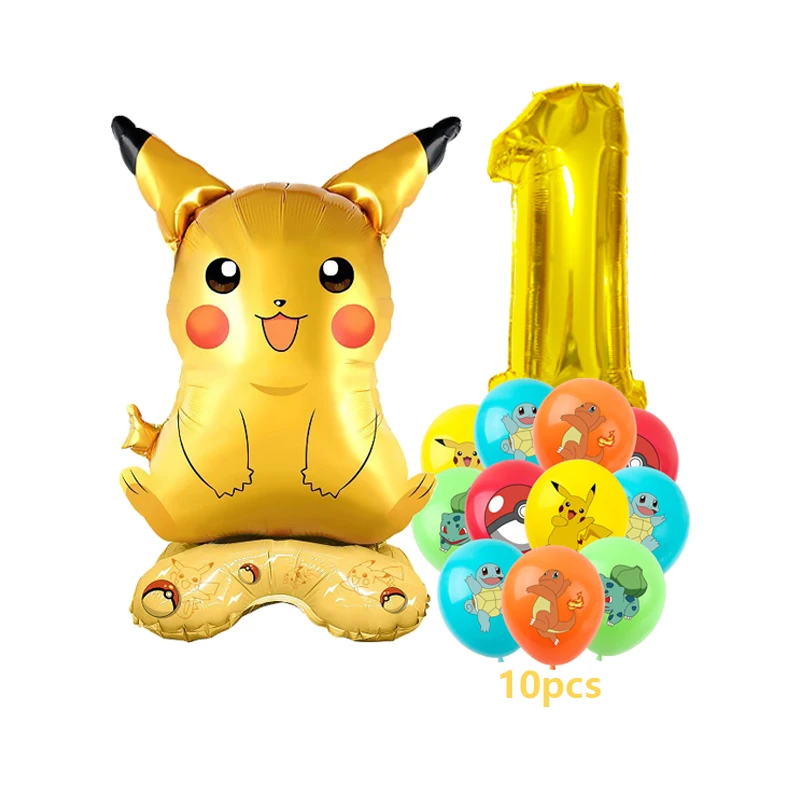 Pokemon Pikachu 32 inch Digital Balloon Set for Children\'s Party Charmander Squirtle Bulbasaur Birthday Foil Balloon Decoration