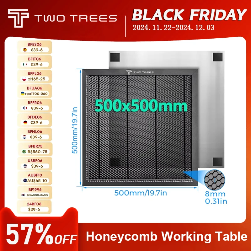 Laser Engraver Honeycomb Working Table Steel Panel Board Platform for TTS Laser Machine Clean Cutting Work 500x500mm