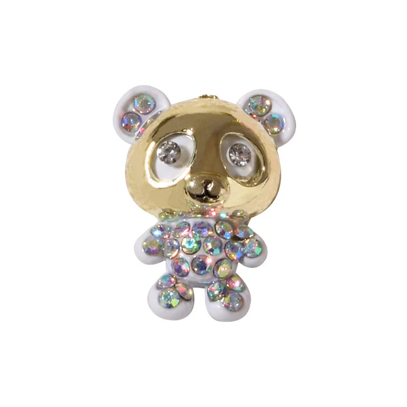 2PCS New Nail Art Alloy Violence Bear Full Diamond Cartoon Jewelry 3D Kawaii Luxury Metal Decoration Accessories Charms