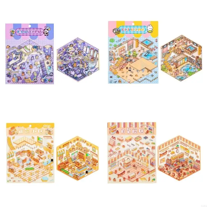 Autocollant scène miniature 3D FUN pour Scrapbooking Journal Notebook Frame photo