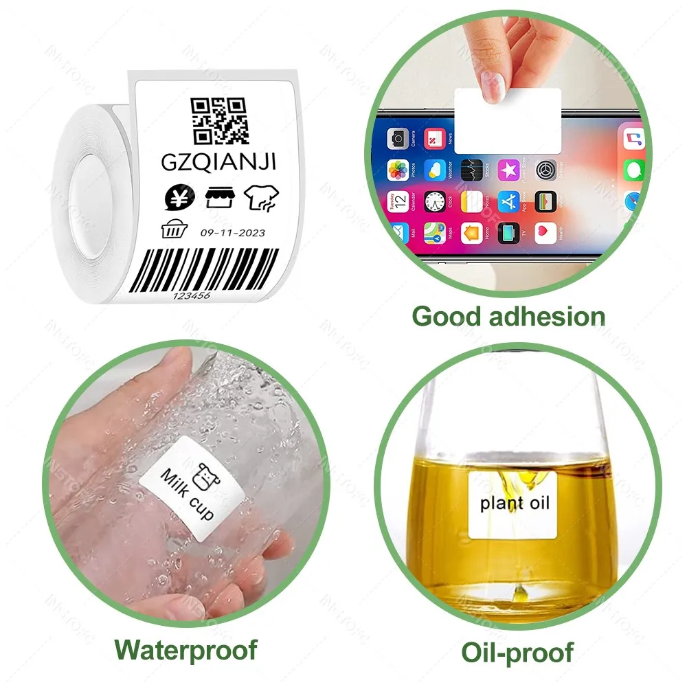 ป้ายความร้อนสติกเกอร์ Marklife Self-Adhesive กระดาษสําหรับ P50 แบบพกพาเครื่องพิมพ์โปร่งใสรอบสีขาวสําหรับ 2 นิ้ว Label Maker