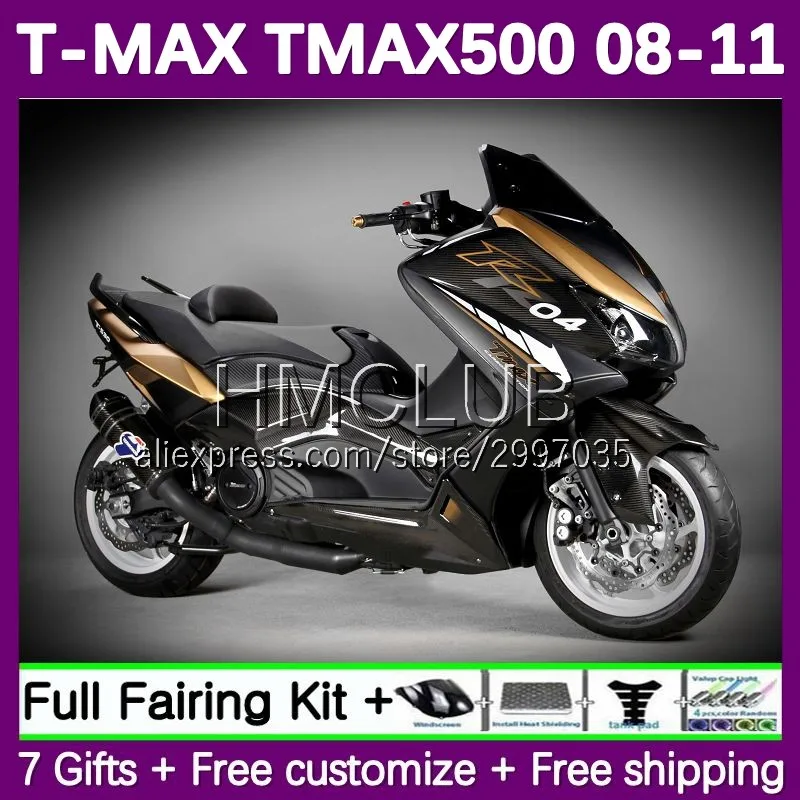 OEM Fairing For YAMAHA TMAX MAX 500 T MAX500 TMAX500 156No.0 MAX-500 08 09 10 11 T-MAX500 2008 2009 2010 2011 Body Carbon Black