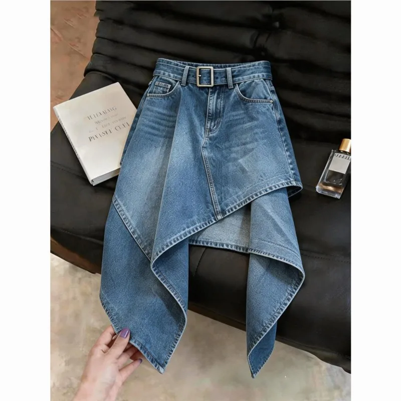 New fashion slimming skirt washed denim irregular half skirt for women, summer