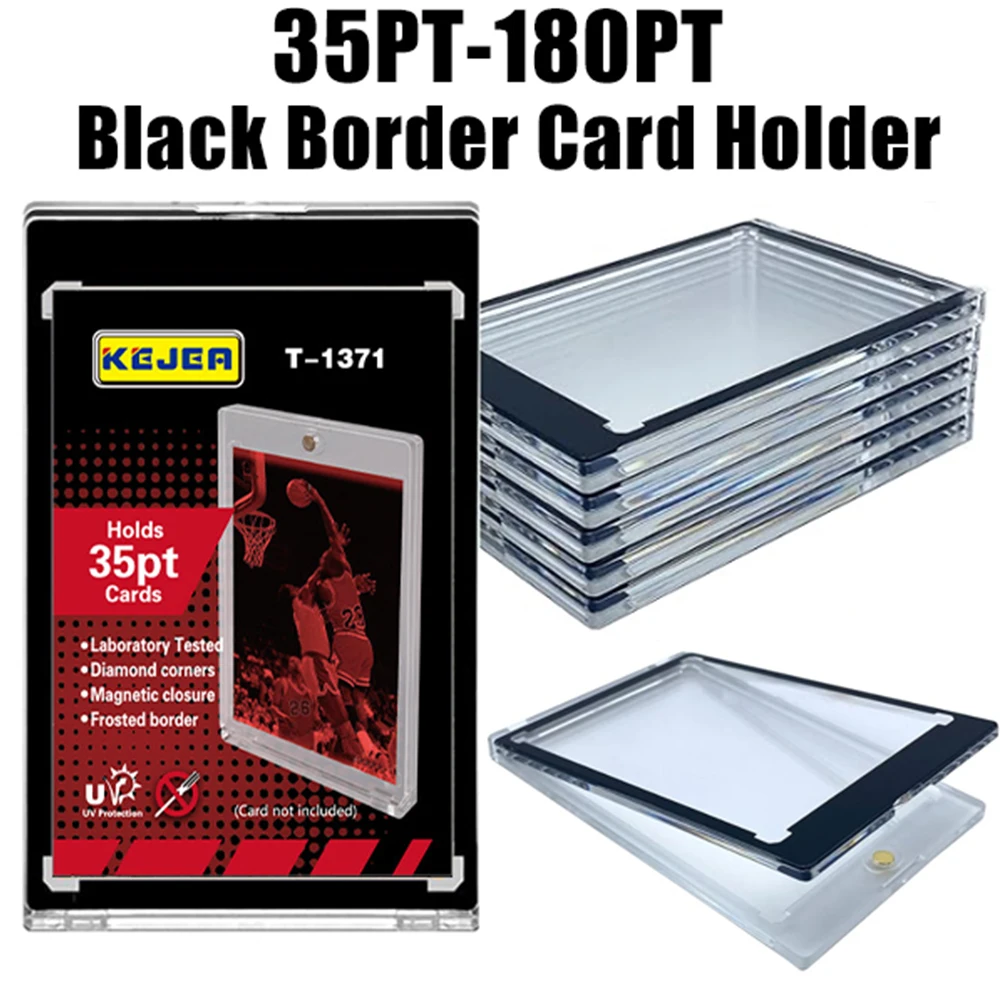 

35-180PT Black Magnetic Trading Card Holders, UV Protect For Sports Game Cards, 100PT 130PT 180PT Material Jersey Card Case