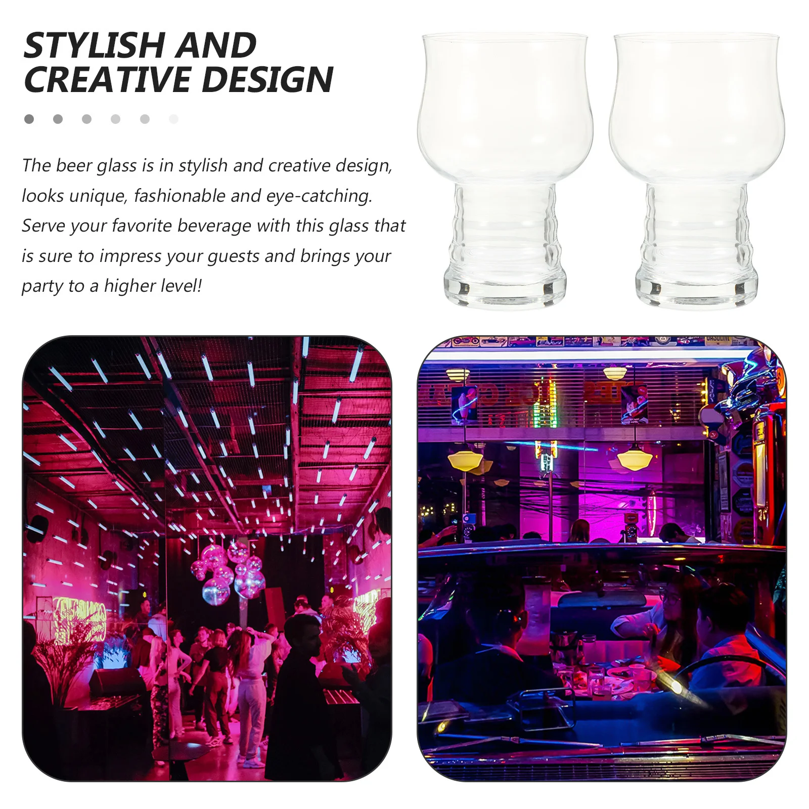 

2Pcs Beer Glasses Large Capacity Home Whiskey Transparent Stylish Creative Design Enhances Drinking Experience
