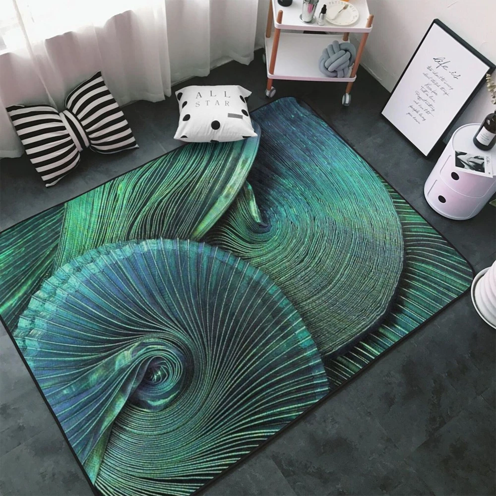 2026 New Visual ART Green vortex Floor Mat Thickened Soft Flannel Mat Non-Slip Absorbent for Living Room Home Decor
