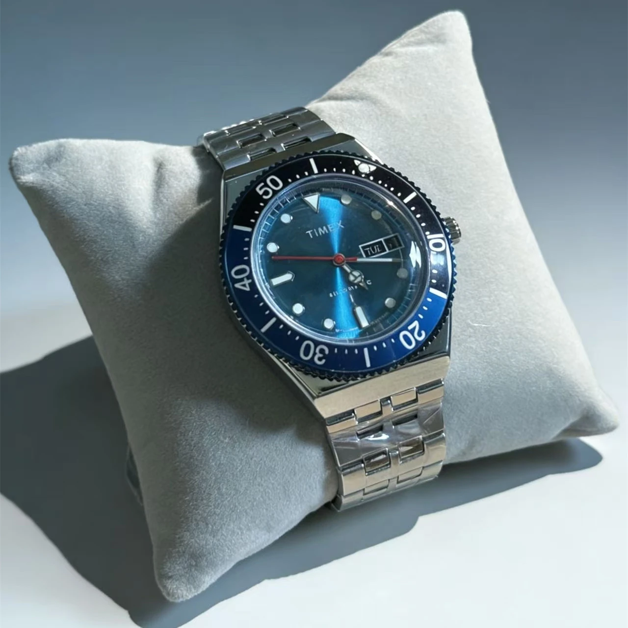TIMEX Automatic Mechanical Watch  Red And Blue Steel Strip Metal Watch Scratch Proof Waterproof Diving Watch Business Watch