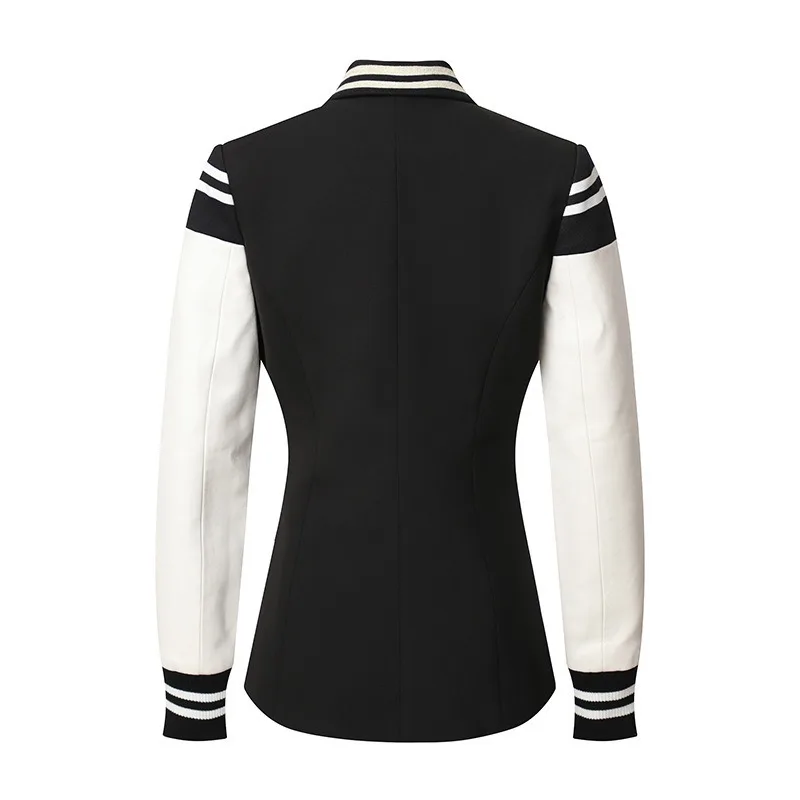 European and American star temperament commuter suit college style casual double-breasted slim-fitting suit jacket