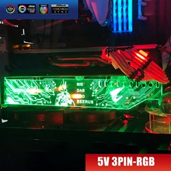 아크릴 브래킷 브레이스 GPU 카드 크기 280*45*6mm, 픽스 비디오 카드 5050 RGB 라이트 연결, AURA 4 핀 5050 RGB 헤더