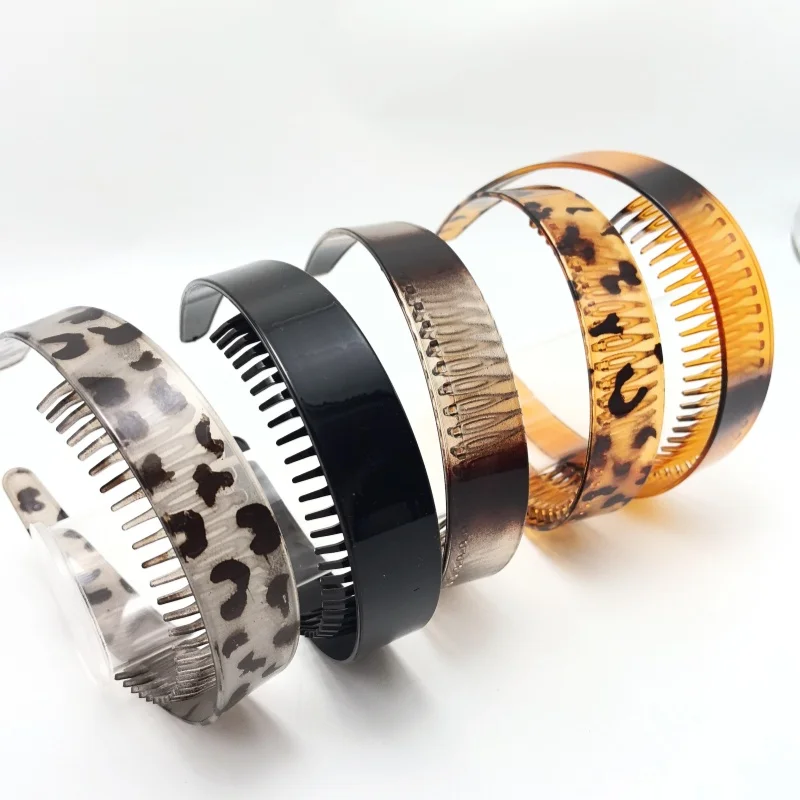 

2pcs/3pcs Leopard Print Non Slip Hairband Matte Acrylic Unisex Hair Accessory Hair Bands for Women Headbands Set simple hairhoop