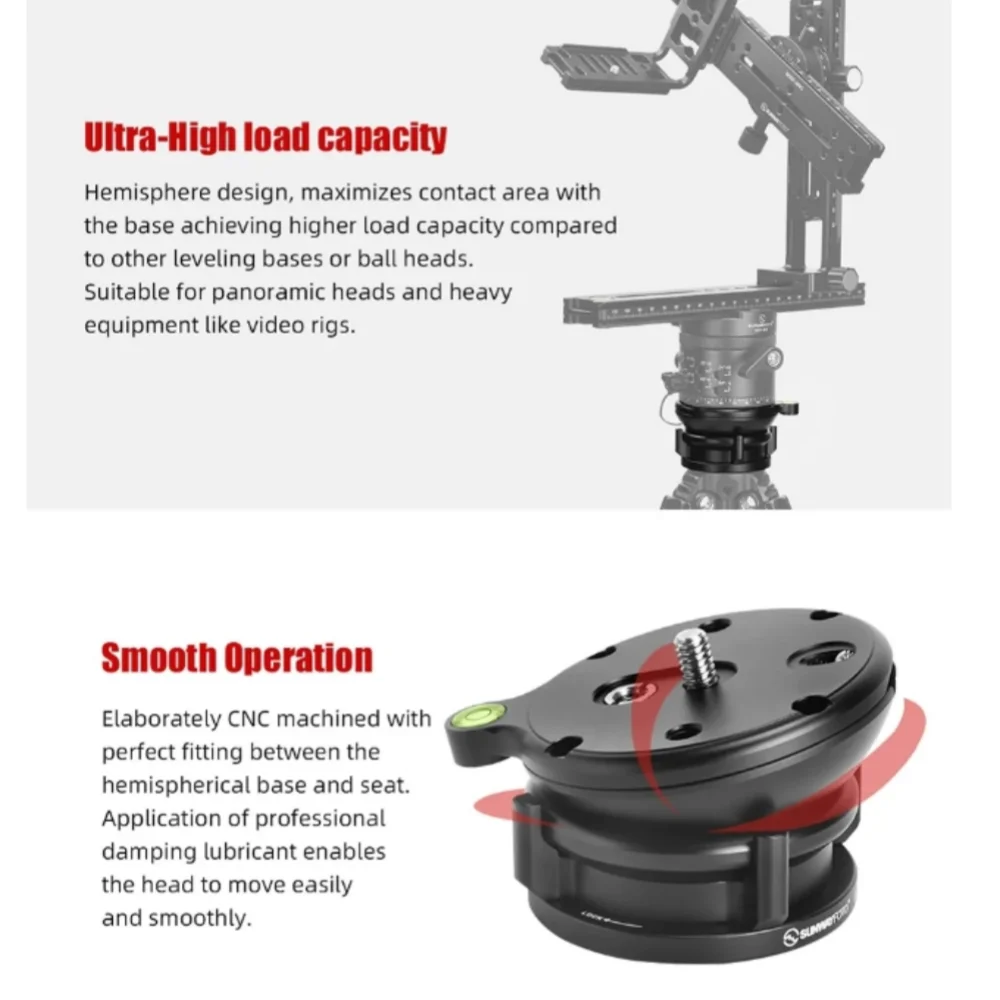 Imagem -03 - Sunwayfoto-nivelamento Base Tripé Head Lb68 22 Lbs 10kg Load Capacidade