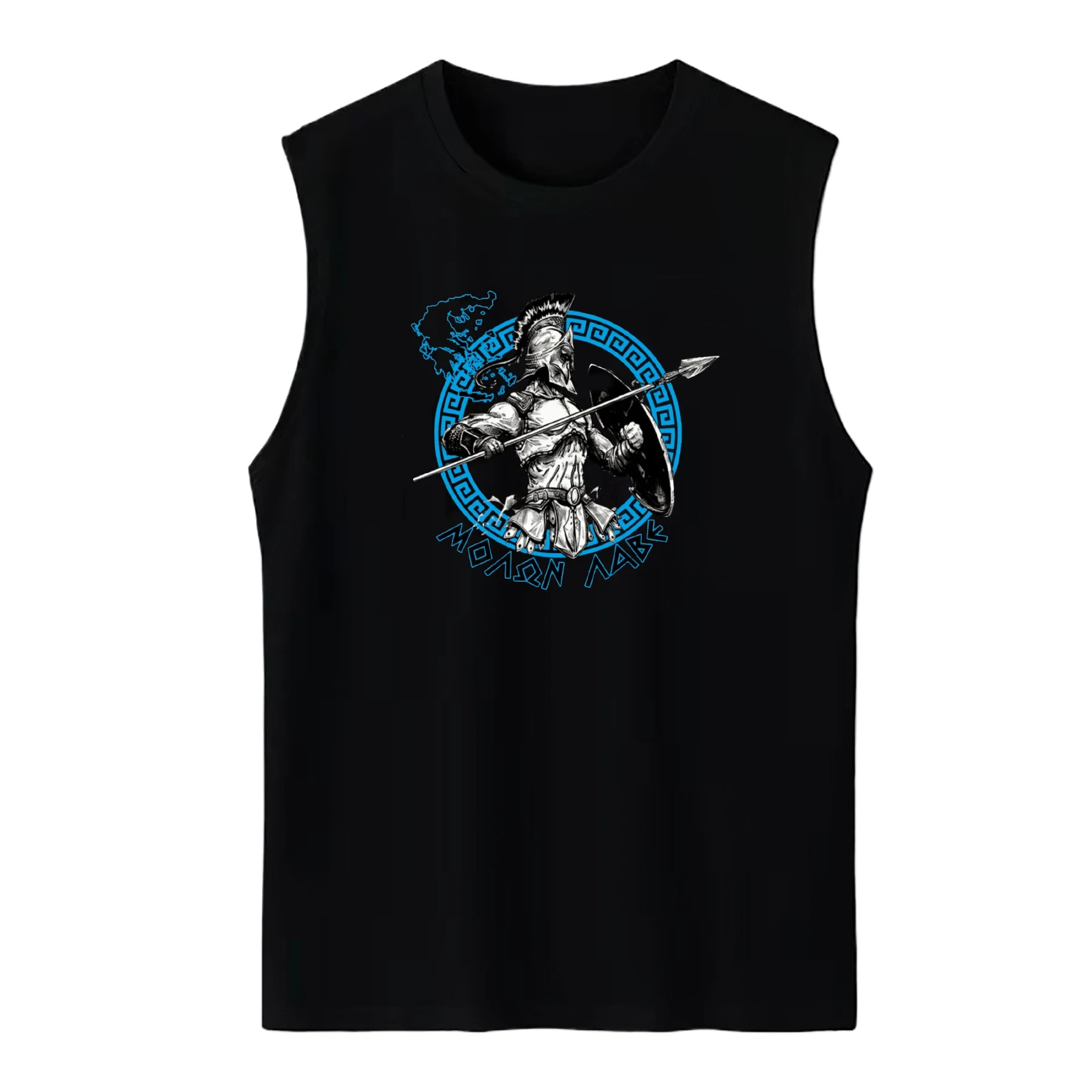 Mito Griego, Rey Espartano, Leónidas, 300, Esta Es Esparta, Camiseta sin Mangas 100% Algodón, Cuello Redondo, Verano, Casual, Chaleco para Hombre, Camiseta sin Mangas