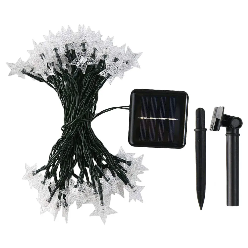 نجمة على شكل سلسلة أضواء تعمل بالطاقة الشمسية مصباح للزينة للحزب حديقة الزفاف عطلة المشهد تخطيط ضوء الزينة في الهواء الطلق #6