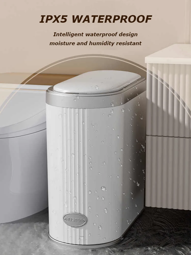 12L Automatic Trash Bin Quiet Electric Garbage Bin Rechargeable Auto Motion Sensor Rubbish Can for Kitchen Bathroom Bedroom