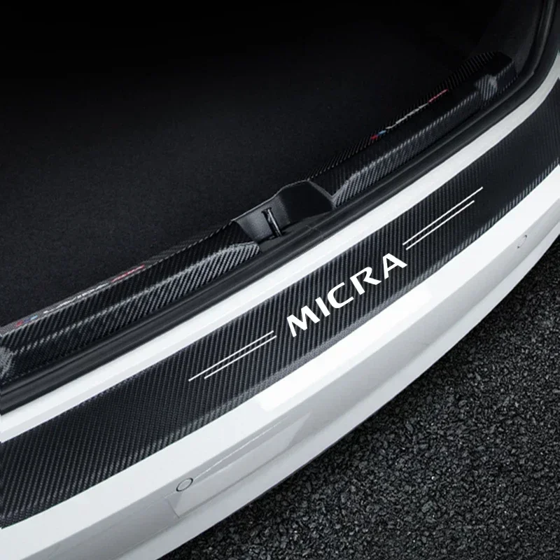 Carbon Fiber Car Door Sill Threshold Anti Protective Stickers Decals for Nissan Micra Auto Rear Trunk Bumper Anti Scratch Strips view 5