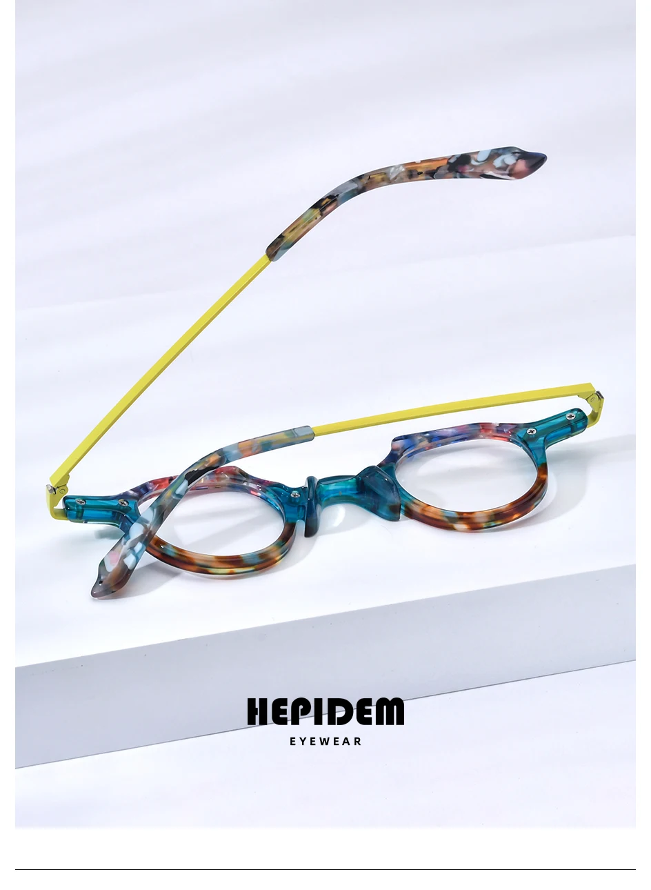 HEPIDEM Progressive Brillen Benutzerdefinierte Anti Blau Photochrome Myopie Optische Linse Brillen Männer Acetat Runde Brillen – Detail 15