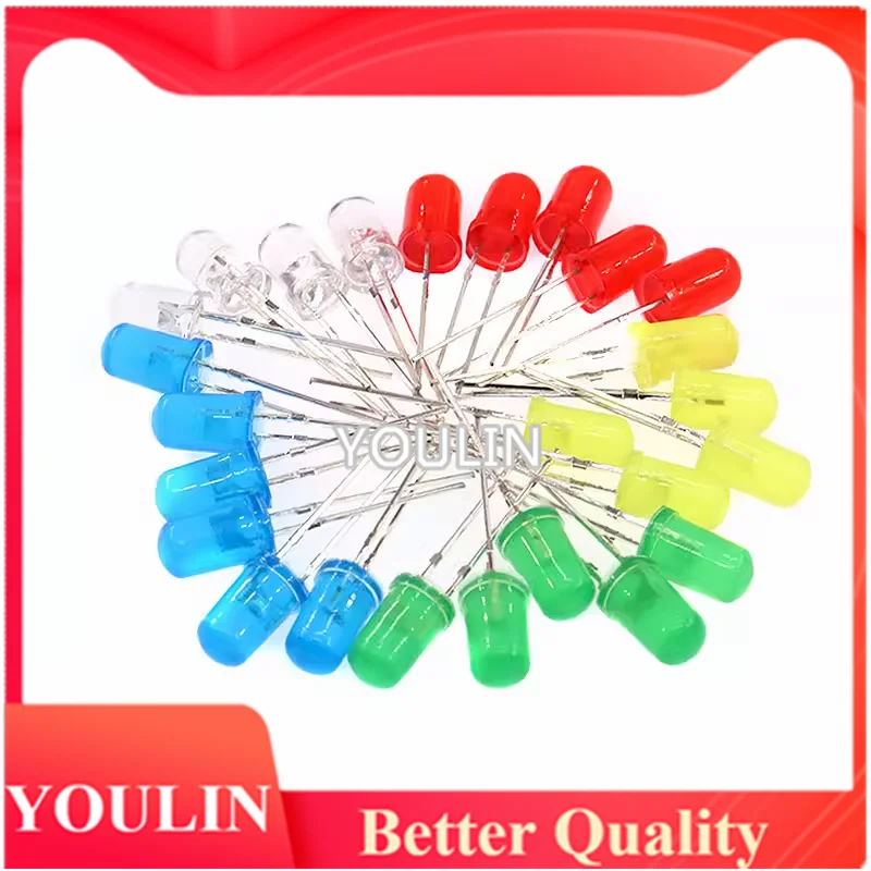 

1000PCS 5MM LED lighting LEDs Kit Transparent/ Red Yellow Blue Green White LED Diode assortment Package Flat Led Lights Diodes