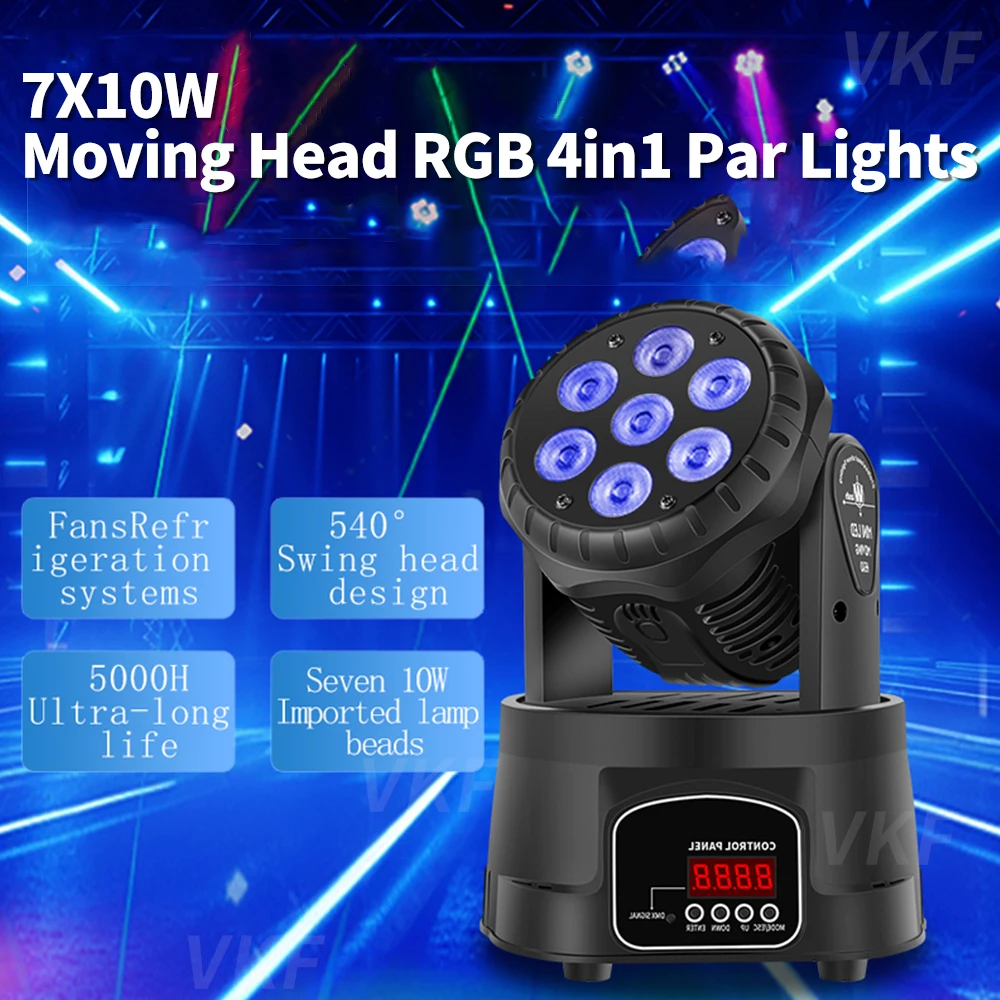 7X10W 4IN1 LED Par Light RGBW Moving Head Professional For Effect Stage For Disco DJ Music Party Club Dance Christmas