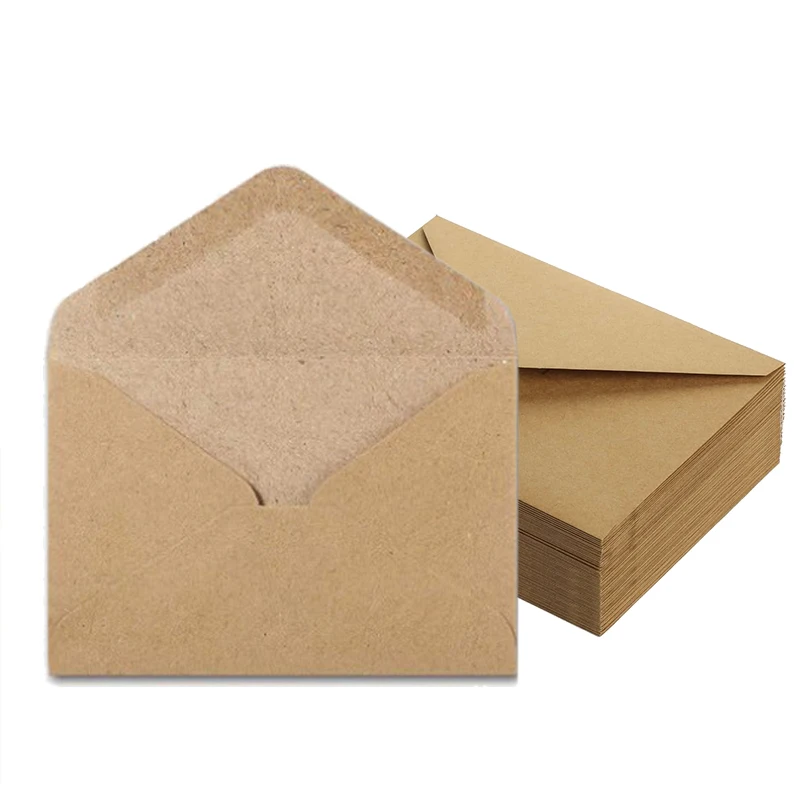 Envelope de papel kraft 10x7cm, envelope de papel em branco com janela, convite de casamento, envelope para presente, 25/50/100 peças TMZ