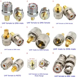 1 pz PL259 SO239 UHF a SMA maschio spina connettore Jack femmina UHF PL-259 a SMA adattatore flangia a 4 fori RF consegna veloce rame ottone