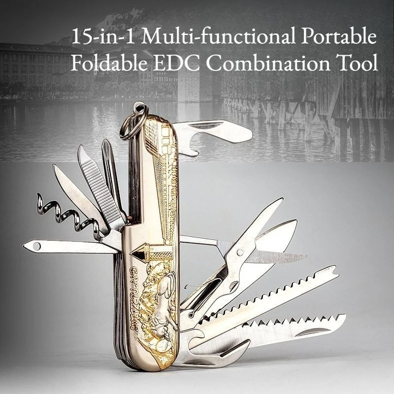 15-in-1 High-End Multi-functional Stainless Steel Combined Tools Portable Folding Universal Outdoor Emergency Survival Tools