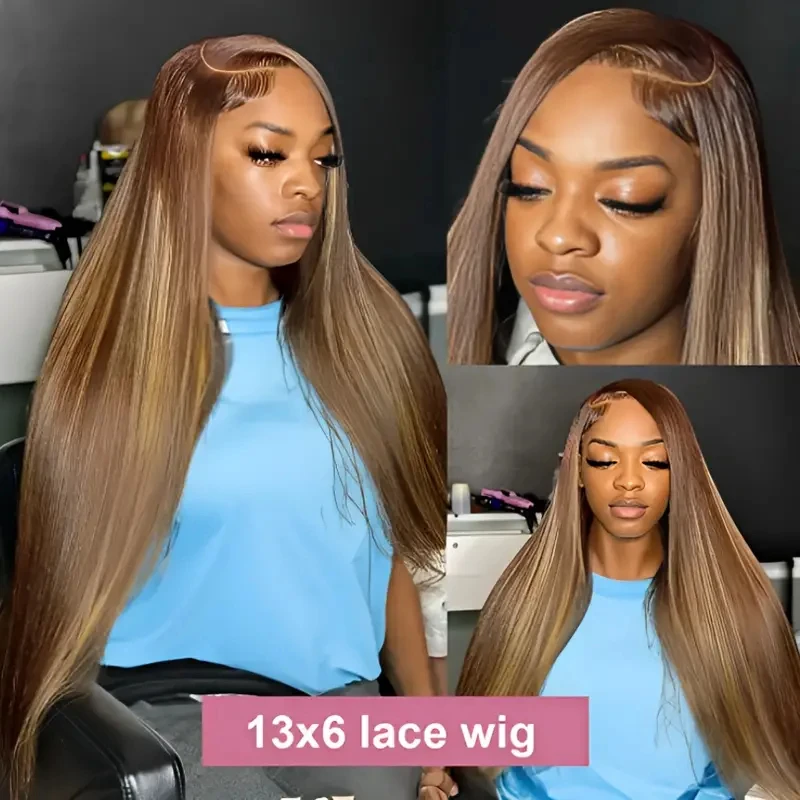 250% Density RealHighlight Lace Front Wigs Human Hair Balayage Glueless Wigs Human Hair 24 Inch 427 Colored 13x4 Lace Front Wig