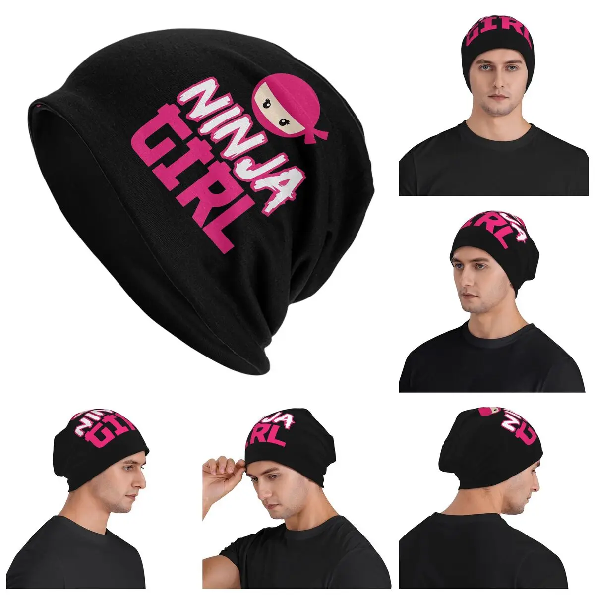 

Spy Ninja Girl Warm Knitted Cap Fashion Bonnet Hat Autumn Winter Outdoor Beanies Hats for Men Women Adult