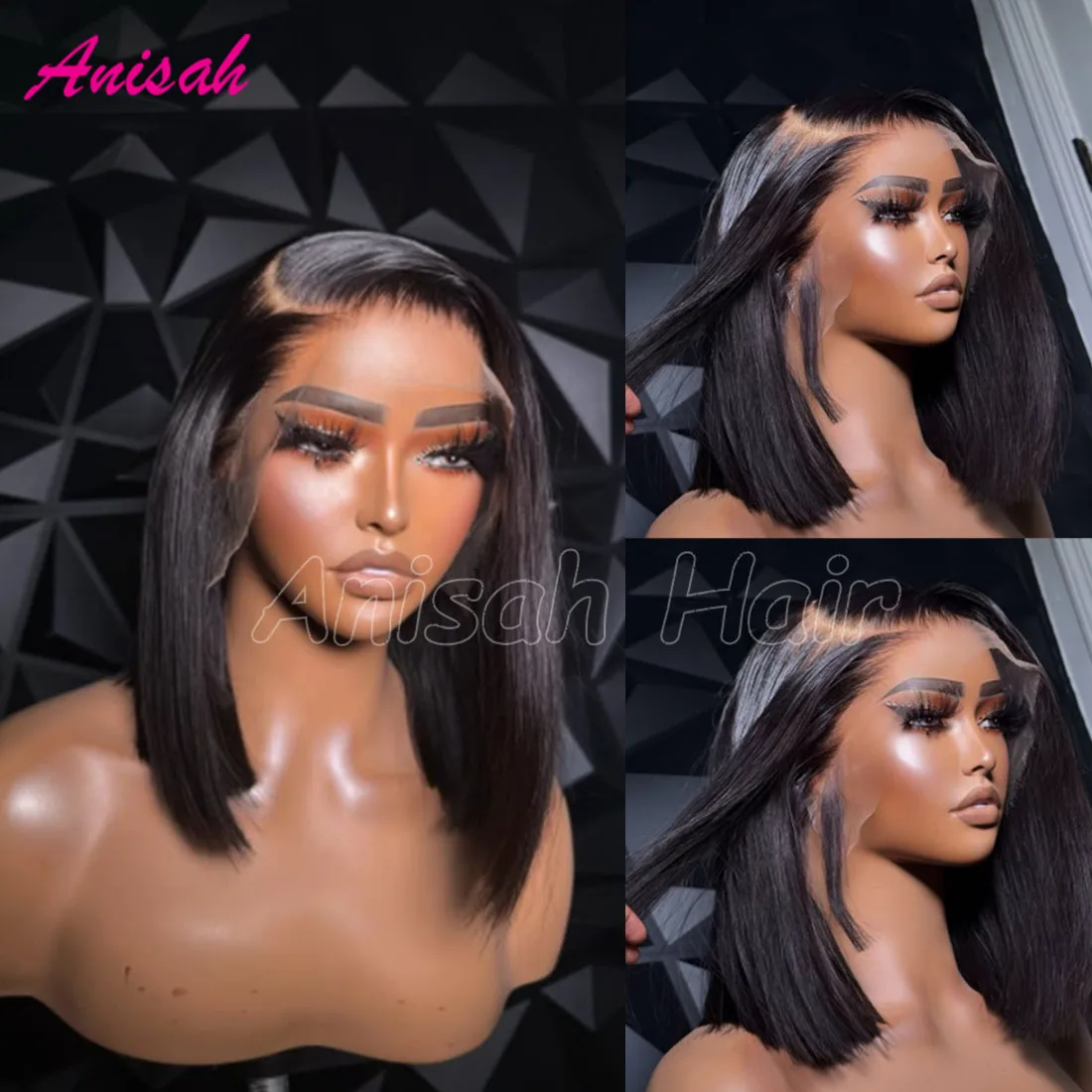 

Short Bob Human Hair Wig Straight Blunt Bob Cut Lace Front Human Hair Wigs Glueless Lace Clsoure Wigs For Women Pre Plucked