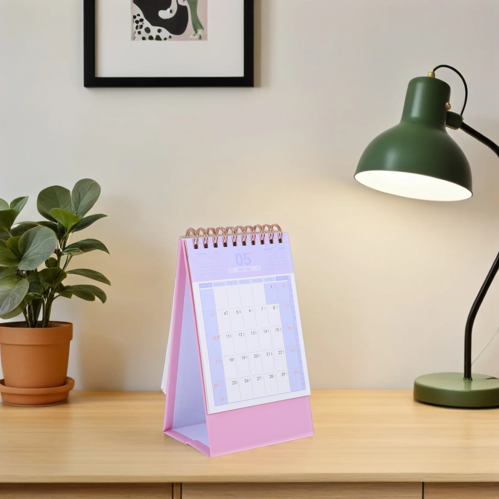 

2026 Desk Calendar Standing Foldable Desktop Small Monthly Planner Academic Year Space Saving Thick Paper Office Home Use
