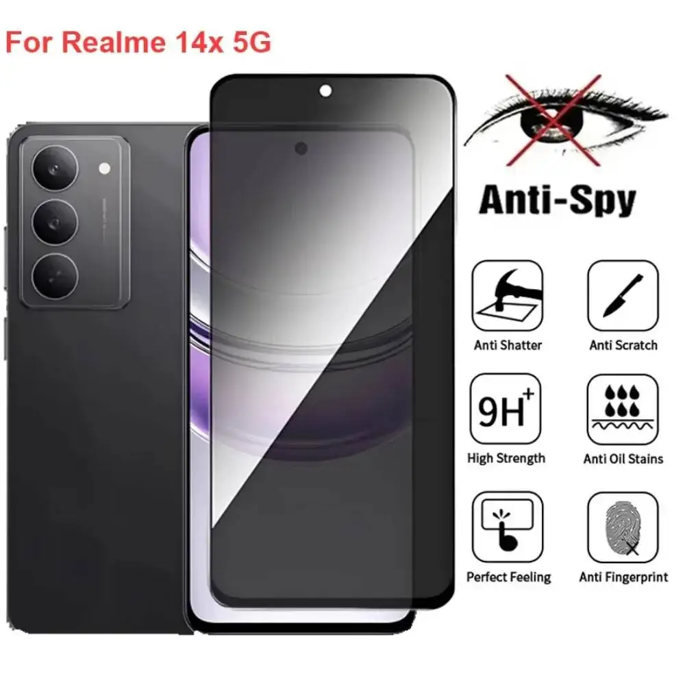 

Realme 14X Anti Spy Privacy Tempered Glass Protector Compatible For Realme14x 5G Full Cover Screen Phone Film