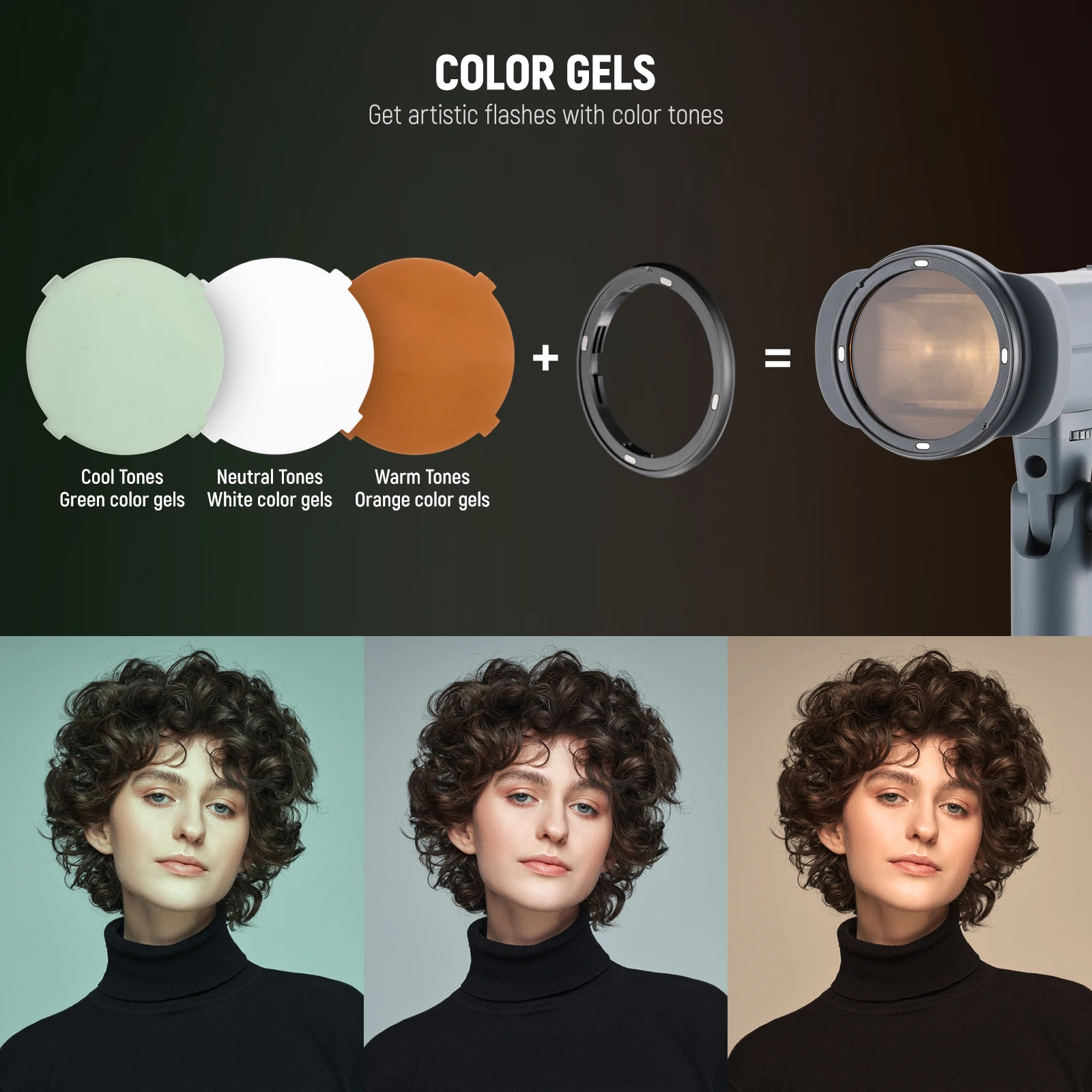 NEEWER CRM5 Magnetic Flash Accessory Kit for Q3 Flash Square to Round Head Adapter with Barndoor, Grid, Dome Diffuser