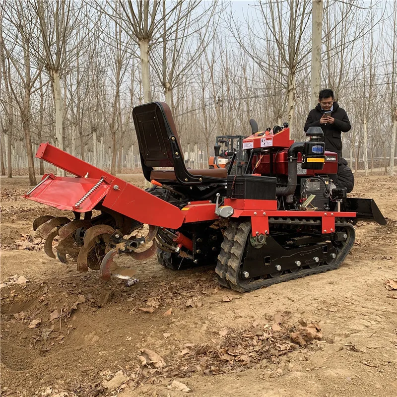 Crawler-type 4WD Micro-tiller Agricultural Plow for Tilling Ridging Compacting Home-use Soil-turning and Loosening