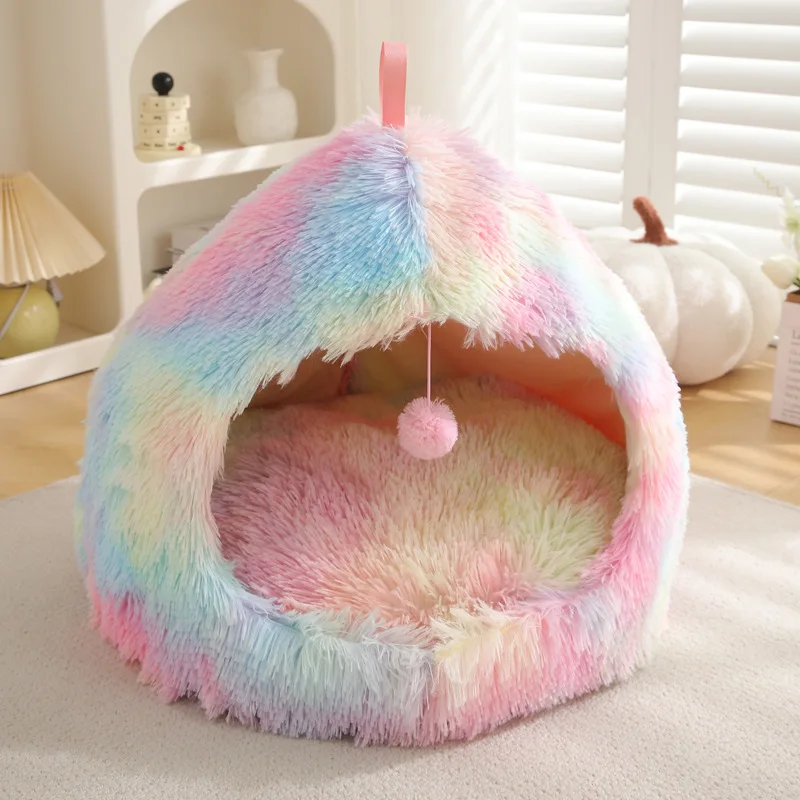 Dog Pad Bed Sweet Soft Warm Pet Basket Cozy Kitten Lounger Cushion Pet House Tent Small Dog Sleeping Bed Mat Foldable Washable