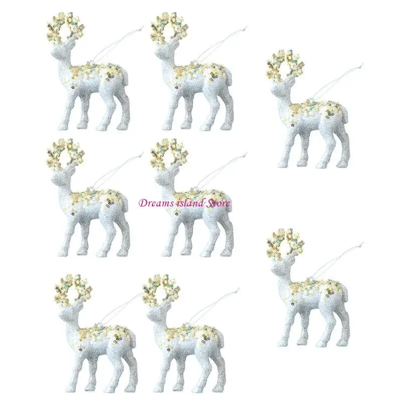 8pcs Reindeers Reindeers Ornament Figurine a forma cervo per le festi decorazioni HX6C